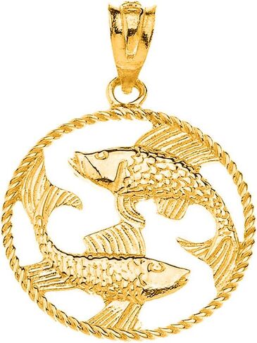 Certified 10k Yellow Gold Round Zodiac Sign Horoscope Constellation Rope-Style Charm Pendant in Saudi Arabia