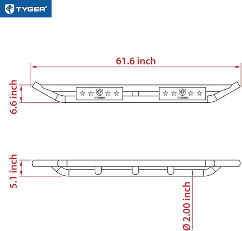 Tyger Auto Star Armor متوافق مع 2005-2015 Nissan Xterra | TG-AM2N20338 | ألواح الجري ذات القضبان الجانبية من Nerf، باللون الأسود المزخرف in Kuwait