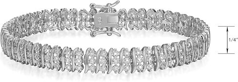 Amazon Essentials Diamond Accent Triple Row S-Link Tennis Bracelet, 7.25" (previously Amazon Collection) in Saudi Arabia