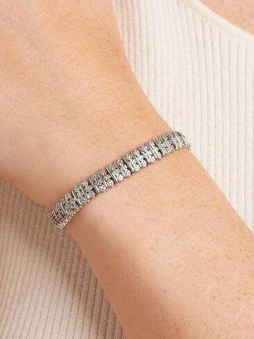 Amazon Essentials Diamond Accent Triple Row S-Link Tennis Bracelet, 7.25" (previously Amazon Collection) in Saudi Arabia