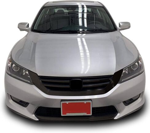 Front Grille Trim Chrome Delete Blackout Precut Vinyl Wrap Overlay Kit Compatible with Honda Accord Sedan 2014 2015 - Gloss Black in Saudi Arabia