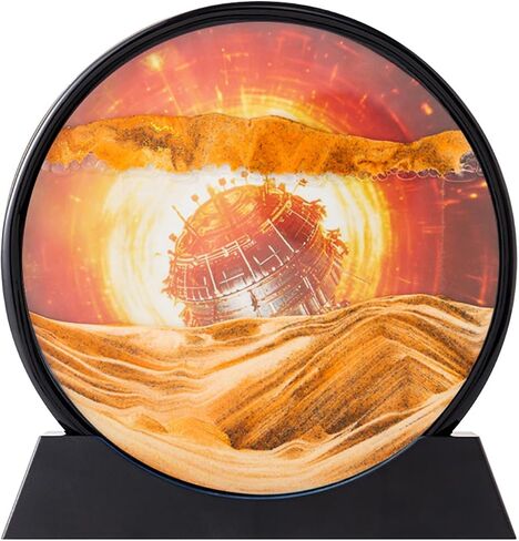 rysnwsu Moving Sand Art Picture w/Mirror, 3D Dynamic Sand Art Liquid Motion Sandscapes, Children's Large Desktop Art Toys, Home & Office Relaxing Desktop Decor (Blue-Waterfall, 7'') in Kuwait