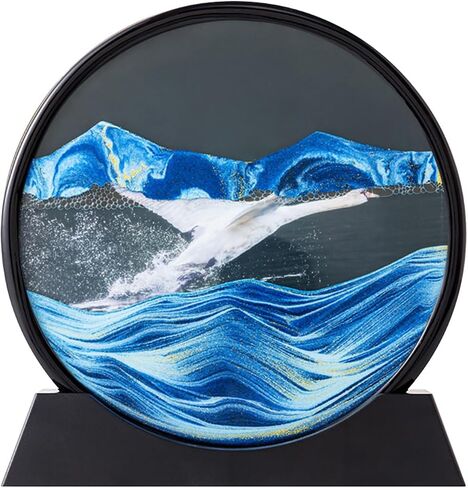 rysnwsu Moving Sand Art Picture w/Mirror, 3D Dynamic Sand Art Liquid Motion Sandscapes, Children's Large Desktop Art Toys, Home & Office Relaxing Desktop Decor (Blue-Waterfall, 7'') in Kuwait