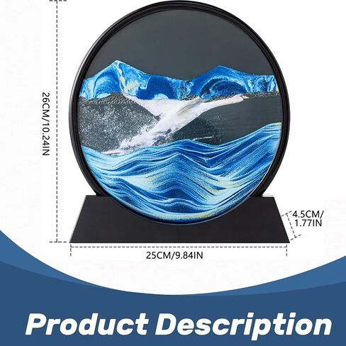 rysnwsu Moving Sand Art Picture w/Mirror, 3D Dynamic Sand Art Liquid Motion Sandscapes, Children's Large Desktop Art Toys, Home & Office Relaxing Desktop Decor (Blue-Waterfall, 7'') in Kuwait