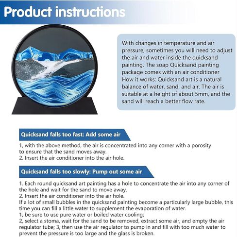 rysnwsu Moving Sand Art Picture w/Mirror, 3D Dynamic Sand Art Liquid Motion Sandscapes, Children's Large Desktop Art Toys, Home & Office Relaxing Desktop Decor (Blue-Waterfall, 7'') in Kuwait