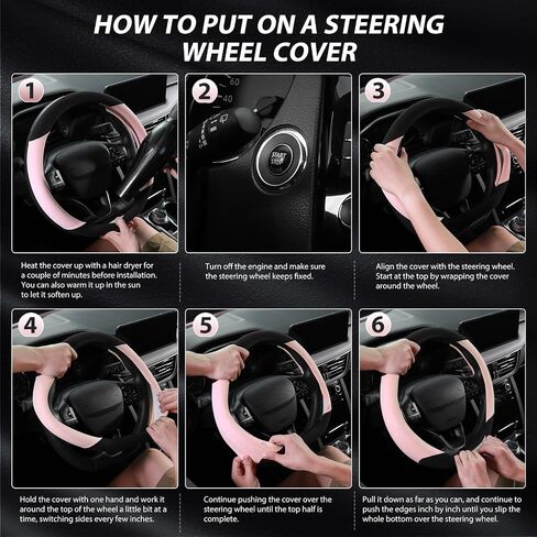 SEG Direct Suede D Shaped Steering Wheel Cover, Flat Bottom Car Wheel Cover 14 1/2-15 in. (37-39 cm), Non-Slip Automotive Interior Accessories, Breathable Pores, Black and Green in Saudi Arabia