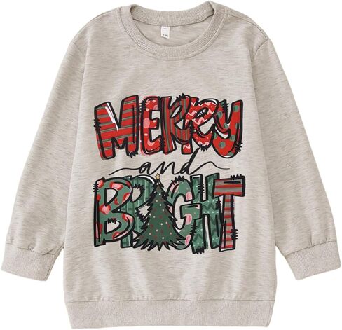 بلوزات عيد ميلاد سعيد ومشرق للأطفال صبي فتاة عيد الميلاد البلوز قميص طاقم الرقبة بلايز كم طويل ملابس الخريف in Kuwait