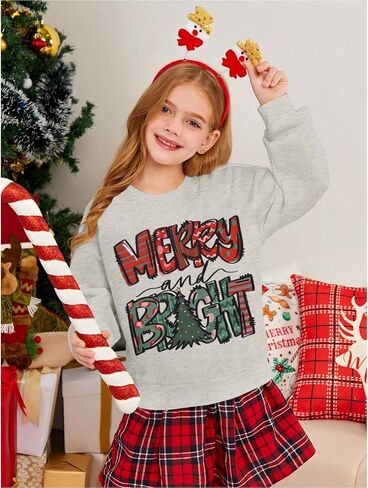 بلوزات عيد ميلاد سعيد ومشرق للأطفال صبي فتاة عيد الميلاد البلوز قميص طاقم الرقبة بلايز كم طويل ملابس الخريف in Kuwait