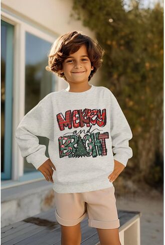 بلوزات عيد ميلاد سعيد ومشرق للأطفال صبي فتاة عيد الميلاد البلوز قميص طاقم الرقبة بلايز كم طويل ملابس الخريف in Kuwait