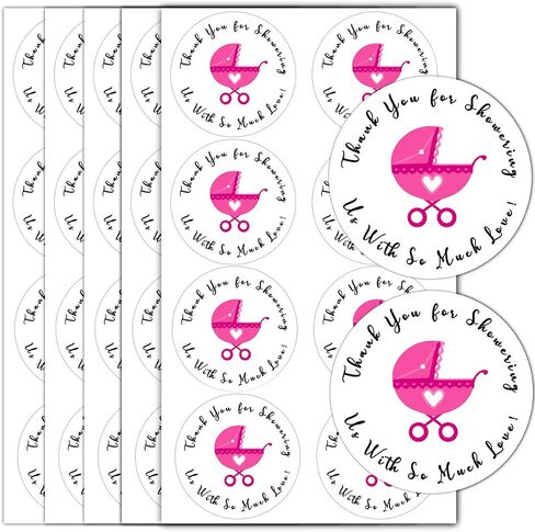 Remarkable Round Baby Shower Stickers,Thank You for Showering US,1.5 Inch Girl Boy & Gender Neutral Round Baby Shower Favor Labels Stickers 504pcs (Pink) in Saudi Arabia