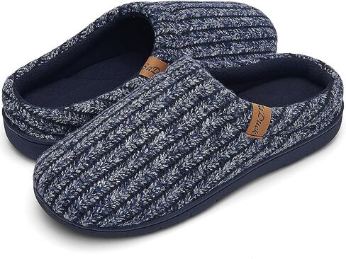 Mens Slippers with Memory Foam, Cozy Arch Support Slippers for Men, Breathable and Warm Knit House Slippers in Saudi Arabia