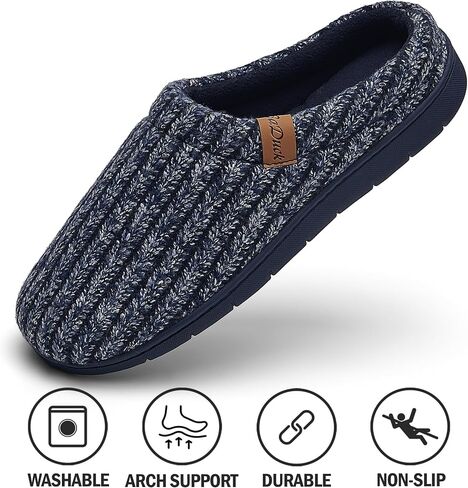 Mens Slippers with Memory Foam, Cozy Arch Support Slippers for Men, Breathable and Warm Knit House Slippers in Saudi Arabia