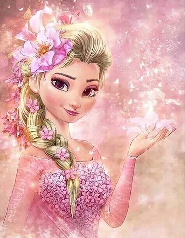 Palodio 5d الماس اللوحة مجموعات الأميرة، مجموعات الفن الماس للبالغين الكرتون الزجاج الملون، الطلاء بالأرقام الحفر جولة كاملة عبر غرزة الكريستال حجر الراين ديكور المنزل الجدار 12x16 بوصة-8 in Kuwait