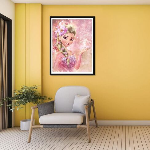 Palodio 5d الماس اللوحة مجموعات الأميرة، مجموعات الفن الماس للبالغين الكرتون الزجاج الملون، الطلاء بالأرقام الحفر جولة كاملة عبر غرزة الكريستال حجر الراين ديكور المنزل الجدار 12x16 بوصة-8 in Kuwait