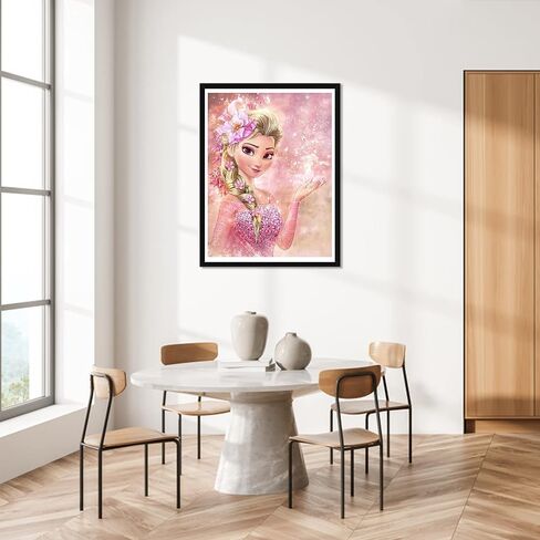 Palodio 5d الماس اللوحة مجموعات الأميرة، مجموعات الفن الماس للبالغين الكرتون الزجاج الملون، الطلاء بالأرقام الحفر جولة كاملة عبر غرزة الكريستال حجر الراين ديكور المنزل الجدار 12x16 بوصة-8 in Kuwait