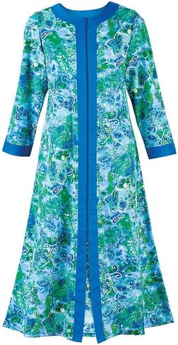 Collections Etc Women's Long Paisley Zip-Front Robe with Side Pockets in Saudi Arabia