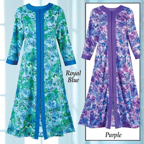 Collections Etc Women's Long Paisley Zip-Front Robe with Side Pockets in Saudi Arabia
