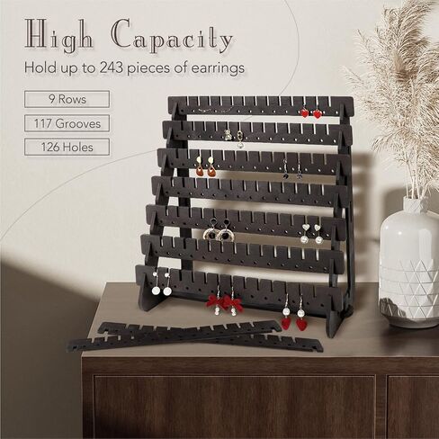 Earring Display, Wood Earring Stand Organizer Stud Earrings Tower Jewelry Organizer Holder for Stud Hook Earrings Organizer in Saudi Arabia