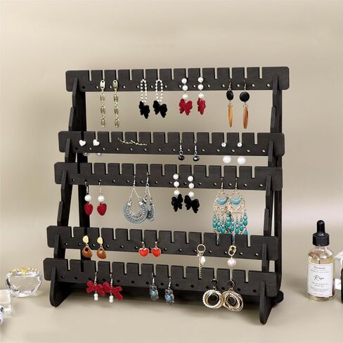 Earring Display, Wood Earring Stand Organizer Stud Earrings Tower Jewelry Organizer Holder for Stud Hook Earrings Organizer in Saudi Arabia