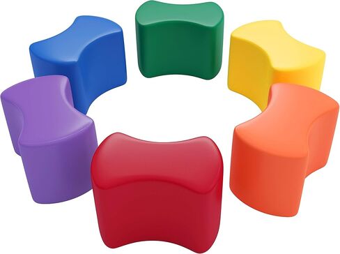ECR4Kids SoftZone Butterfly Stools, Soft Foam Modular Seating Set for Toddlers (6-Pack) Earthtone in Saudi Arabia