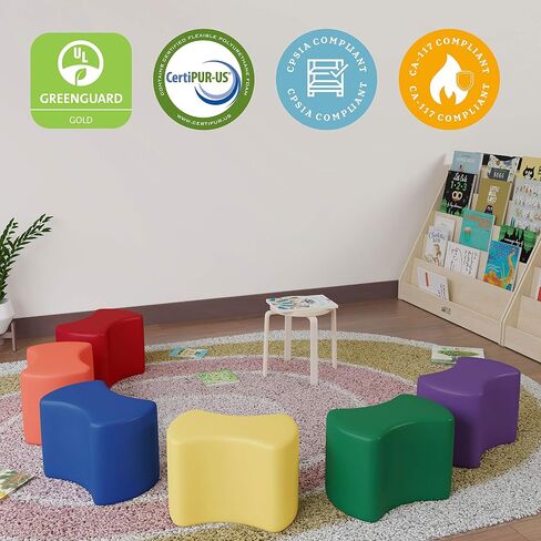 ECR4Kids SoftZone Butterfly Stools, Soft Foam Modular Seating Set for Toddlers (6-Pack) Earthtone in Saudi Arabia