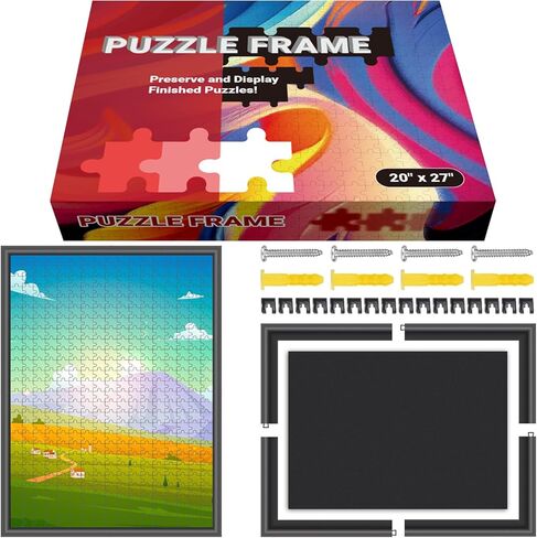 (عبوة من قطعتين) إطار أحجية أسود من كالفانا مقاس 20 × 27 لألغاز الصور المقطوعة، طقم إطار صور أحجية مكون من 1000 قطعة، مجموعة تأطير عرض الألغاز، ملحقات التركيب والتعليق، تصميم بدون وهج، تجميع سهل in Kuwait