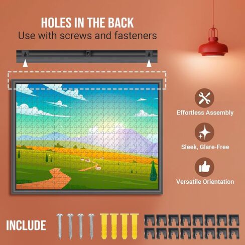 (عبوة من قطعتين) إطار أحجية أسود من كالفانا مقاس 20 × 27 لألغاز الصور المقطوعة، طقم إطار صور أحجية مكون من 1000 قطعة، مجموعة تأطير عرض الألغاز، ملحقات التركيب والتعليق، تصميم بدون وهج، تجميع سهل in Kuwait