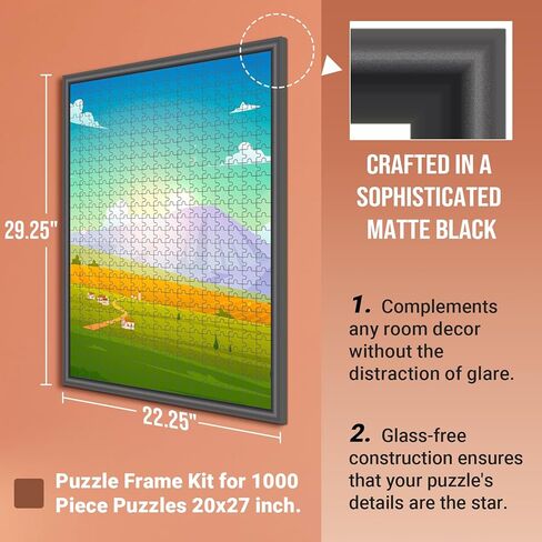 (عبوة من قطعتين) إطار أحجية أسود من كالفانا مقاس 20 × 27 لألغاز الصور المقطوعة، طقم إطار صور أحجية مكون من 1000 قطعة، مجموعة تأطير عرض الألغاز، ملحقات التركيب والتعليق، تصميم بدون وهج، تجميع سهل in Kuwait