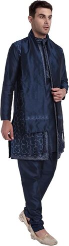 SKAVIJ Kurta Pajama for Men with Jacket and Scarf Indian Wedding Party Dress in Saudi Arabia