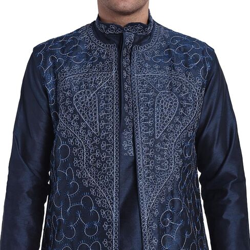 SKAVIJ Kurta Pajama for Men with Jacket and Scarf Indian Wedding Party Dress in Saudi Arabia