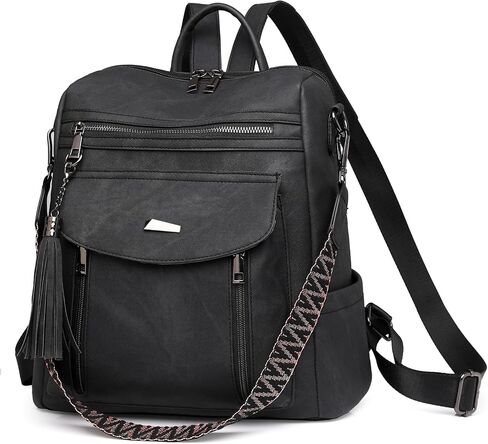 KOOIJNKO Backpack Purse for Women, Fashion Designer Daypack with Shoulder Strap Tassels for Work College Travel, Black in Saudi Arabia
