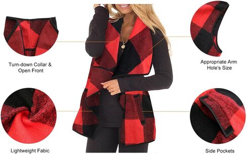 RITERA Vest For Women Plus Size Sweaters Oversized Plaid Cardigan Fall Outfits Checkered Jacket Casual Tops Shirts in Kuwait