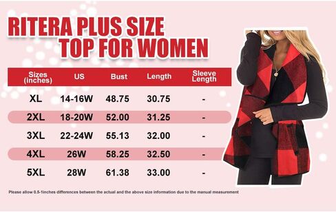 RITERA Vest For Women Plus Size Sweaters Oversized Plaid Cardigan Fall Outfits Checkered Jacket Casual Tops Shirts in Kuwait