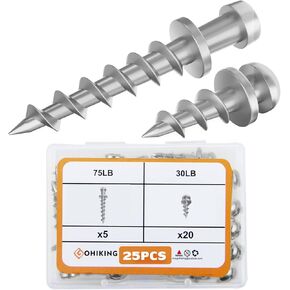 Bear Claw Hanger Screws Hanger Gold - 30lb&75lb Picture Hooks - 4-in-1 Hanging Screws for D-Rings, Sawtooth, Wire and Keyholes - Mounts in Drywall and Wood Studs (30&75lbs-25pcs)