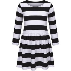 Girls Short Sleeve Dress Cotton Casual Dresses Twirly A-line Skater Dress for School Party 2-14 Years