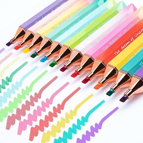 KERIFI Glitter Highlighters, 12 Pastel Sparkle Highlighters Chisel Tip, Quick-Dry, Smear-Resistant, Sparkly Highlighter for Journal Planner, Metallic School Supplies, Cute Highlighter for Note Taking