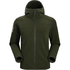 KAILAS Men's Fleece Hooded Full Zip Jacket Lightweight Winter Jacket Polar Warm Coat Pockets Outdoor Jacket