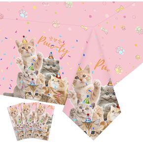3 Pack Dog Party Tablecloth Dog Party Table Cover 54 x 108 Inch Dog Plastic Tablecloth Puppy Birthday Party Table Cover for Kids Birthday Baby Shower Party Decorations Supplies Pink