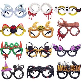 Halloween Glasses for Kids Adults 12 PCS Halloween Party Favors Decoration Accessories Plastic Eyeglasses for Halloween Cosplay Accessories Bulk Holiday Favors Trick or Treaters Goodie Bag Stuffers