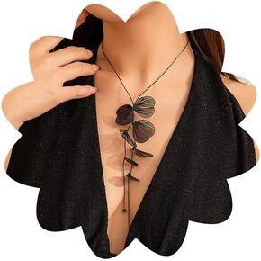 Xerling Bohemian Long Tassel Y Necklaces Ginkgo Leaf Design Necklaces Boho Long Necklace for Women Girls with Earrings