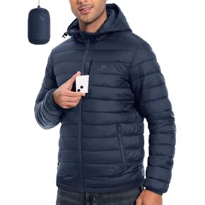 Puffer Jacket Men Hooded Mens Winter Jacket Packable Mens Lightweight Down Jacket Thermal Puffy Winter Coat Insulated