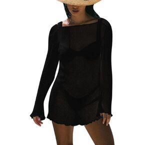 Sexy Beach Relaxed Backless Sheer Mesh Bikini Swimwear Cover Up 1 Piece