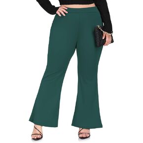 ZERDOCEAN Women's Plus Size Flare Leggings Pants Work Business Casual Stretch Pull On Office Dressy Pants