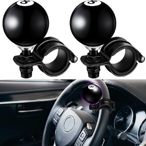 Tallew 2 Pieces Black 8 Ball Steering Wheel Knob Spinner Suicides Knob for Steering Wheel 360 Degrees Rotation Steering Wheel Knob Steering Wheel Accessories for Cars Trucks Semis Tractors