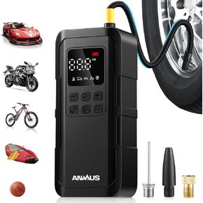 Tire Inflator Portable Air Compressor, 2x Faster Air Pump for Car Tire 150PSI Inflation with Digital Pressure Gauge, Preset Tire Pressure LED Screen Power Bank for Car, Bike, Motorcycle, Ball