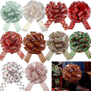 20 Pieces Christmas Large Gift Bows 9 Inch Assorted Color Pull Ribbons and Bows Gift Wrap Bows Wrapping Accessory Present Wrapping Bows for Christmas Holiday Gift Baskets Decoration