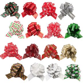 ZTHapwa Small Christmas Bows for Gift Wrapping, 16 PCS Multi-color Gift Bows for Presents with Ribbon, Easy and Fast Wrap Ribbon Pull Bow for Baskets/Wine Bottles Decoration/Xmas Gift Wrapping