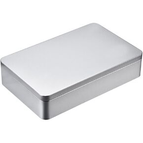 Hotop 8.5 by 5.3 by 1.9 Inch Silver Rectangular Empty Tin Box Containers, Gift, Jewelery and Storage Tin Kit, Home Organizer