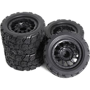 1/10 RC Truck Tires And Wheels 12mm 14mm Hex Off Road Tyres For 1:10 Monster Short Course Truck Car Traxxas Slash 4X4 Arrma Big Rock Granite Vortek Axial Losi Redcat Rc4wd 3S 4PCS (A Tires)