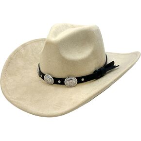 LIDHAY Cowboy Hat for Women and Men Western Suede Hat Wide Brim Cowboy Cowgirl Hat